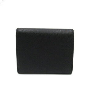 Balenciaga Tri Compact PAPIER Leather Calfskin Wallet Black fold